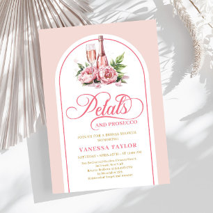 Elegant petals and prosecco blush gold invitation