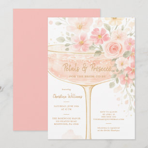 Elegant Petals and Prosecco Bridal Shower Invitation