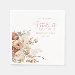 Elegant Petals and Prosecco Floral Bridal Shower Napkin