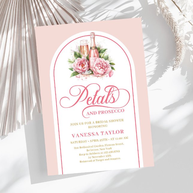 Elegant petals and prosecco watercolor shower card (Elegant petals and prosecco watercolor shower card)