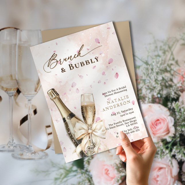 Elegant Petals Brunch & Bubbly Bridal Shower Invitation (Elegant Petals Brunch & Bubbly Bridal Shower Invitation)