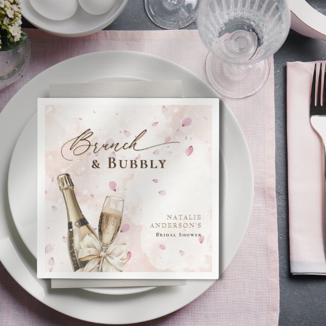 Elegant Petals Brunch & Bubbly Bridal Shower Napkin (Elegant Petals Brunch & Bubbly Bridal Shower Napkins )