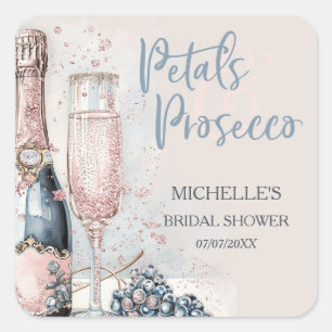 Elegant Petals & Prosecco Boho Blush Pink Summer Square Sticker