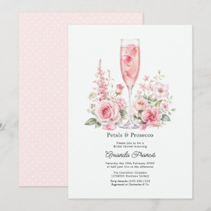 Elegant Petals & Prosecco Floral Bridal Shower Invitation