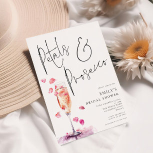 Elegant Petals Prosecco Glass Bridal Shower Invitation