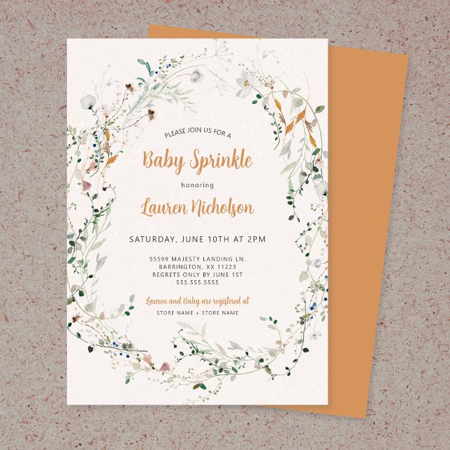 Elegant Petite Wildflower baby sprinkle Invitation (Creator Uploaded)