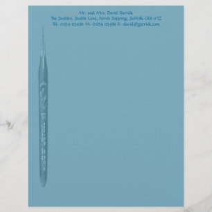 Elegant Petrol Blue Pen Nib Stationery Personalized Letterhead