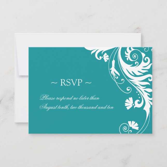 Elegant Petrol Wedding Reply Cards (Front)