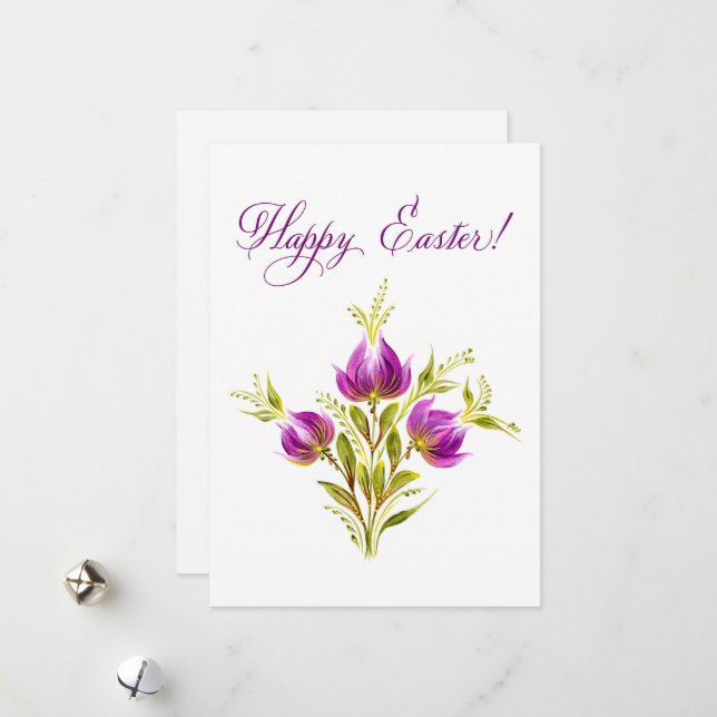 Elegant Petrykivka Easter Card (Front/Back In Situ)