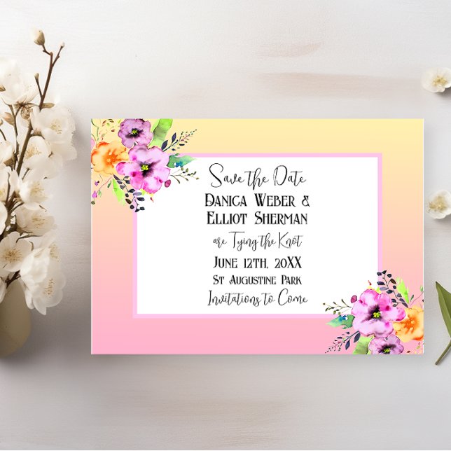 Elegant  Petunias Floral Wedding Save the Date Postcard (Creator Uploaded)
