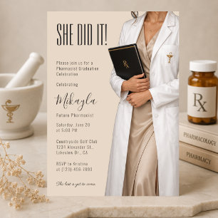 Elegant Pharmacist Graduation Invitation