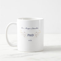 Elegant PhD Blue Gold Graduation