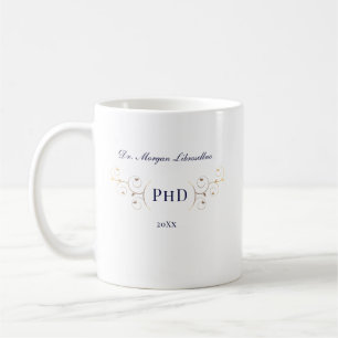 Elegant PhD Blue Gold Graduation Coffee Mug