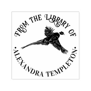 Elegant Pheasant Game Bird Sil Library Book Name Self-inking Stamp