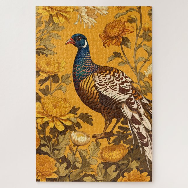 Elegant Pheasant William Morris Inspired Jigsaw Puzzle (Vertical)
