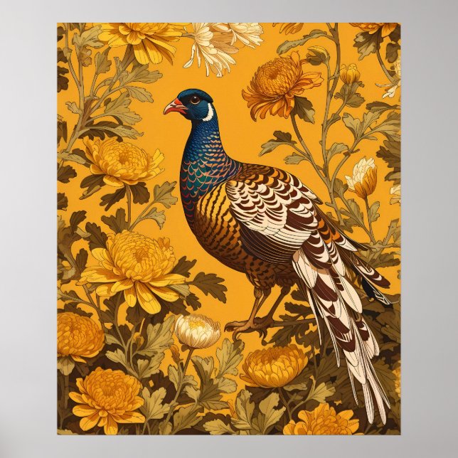 Elegant Pheasant William Morris Inspired Poster (Front)
