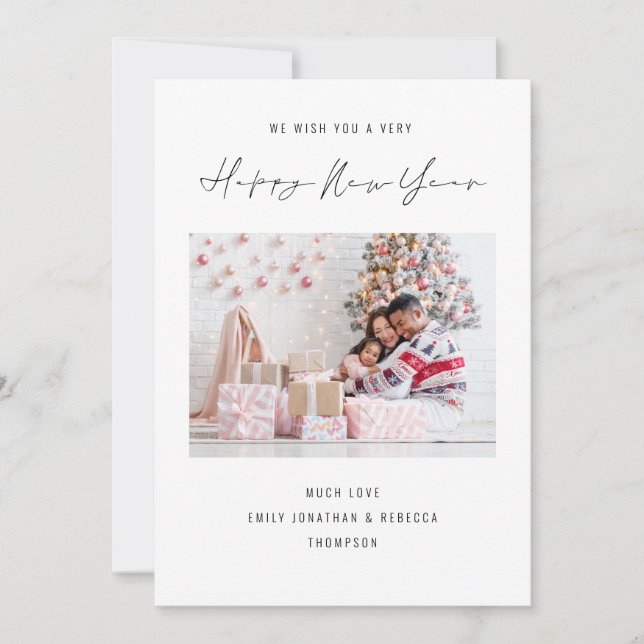 Elegant Photo 2026 Calendar Happy New Year Holiday Card (Front)