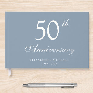 Elegant Photo 50th Wedding Anniversary Guest Book