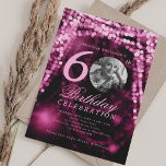 Elegant Photo 60th Birthday Blush Pink Glam Lights Invitation<br><div class="desc">An elegant "60th Birthday" party invitation design with personalised photo,  modern typography and a string lights background.</div>