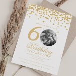 Elegant Photo 60th Birthday Gold Confetti Invitation<br><div class="desc">An elegant "60th Birthday" party invitation design with personalised photo,  modern typography and glitter confetti background.</div>