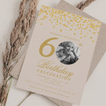 Elegant Photo 60th Birthday Gold Glitter Champagne Invitation<br><div class="desc">An elegant "60th Birthday" party invitation design with personalised photo,  modern typography and glitter confetti background.</div>