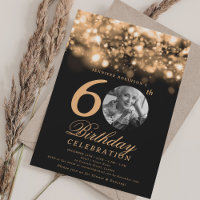 Elegant Photo 60th Birthday Gold Midnight Glam 