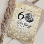 Elegant Photo 60th Birthday Party Gold Bokeh Invitation<br><div class="desc">An elegant "60th Birthday" party invitation design with personalised photo,  modern typography and a bokeh lights background.</div>