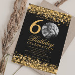 Elegant Photo 60th Birthday Party Gold Lights Invitation<br><div class="desc">An elegant "60th Birthday" party invitation design with personalised photo,  modern typography and a string lights background.</div>