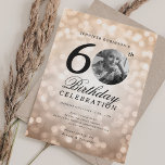 Elegant Photo 60th Birthday Party Rose Gold Bokeh Invitation<br><div class="desc">An elegant "60th Birthday" party invitation design with personalised photo,  modern typography and a bokeh lights background.</div>