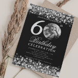 Elegant Photo 60th Birthday Party Silver Lights Invitation<br><div class="desc">An elegant "60th Birthday" party invitation design with personalised photo,  modern typography and a string lights background.</div>