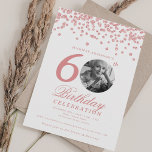 Elegant Photo 60th Birthday Rose Gold Confetti Invitation<br><div class="desc">An elegant "60th Birthday" party invitation design with personalised photo,  modern typography and glitter confetti background.</div>