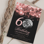 Elegant Photo 60th Birthday Rose Gold Glam  Invitation<br><div class="desc">An elegant "60th Birthday" party invitation design with personalised photo,  modern typography and a string lights background.</div>