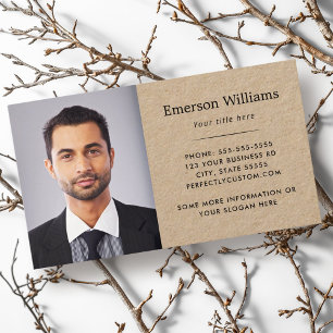 Elegant photo and custom logo Kraft paper Business Card