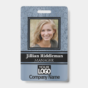Elegant Photo and Logo Badge - Blue ID Badge