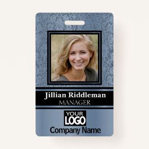 Elegant Photo and Logo Badge - Blue ID Badge