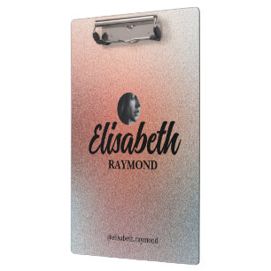Elegant Photo and Name Template Orange Glitter Clipboard