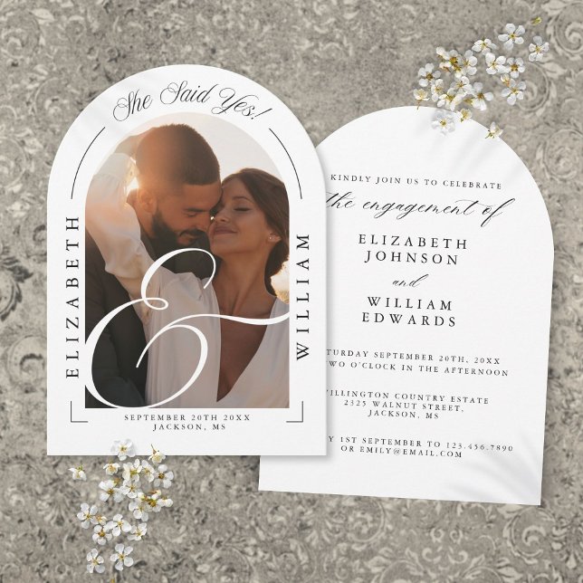 Elegant Photo Arch Calligraphy Engagement Party Invitation (Elegant Photo Arch Calligraphy Engagement Party Invitation)