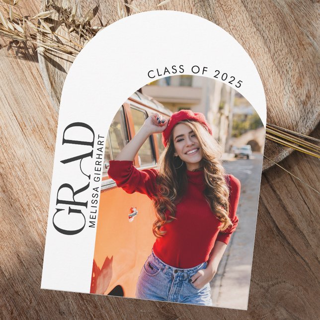 Elegant Photo Arch Graduation 2025 Party Invitation (Graduation 2025 Arch GRAD Photo Block Party Invitation)