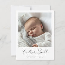 Elegant photo baby birth announcement card