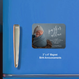 Elegant Photo Baby Birth Announcement Magnet