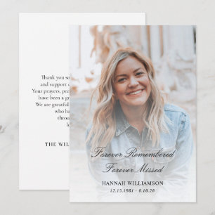 Elegant Photo Bereavement Memorial Funeral Thank You Card