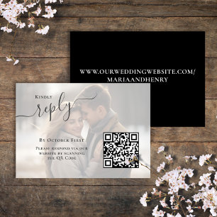 Elegant Photo Black and White Wedding RSVP Enclosure Card
