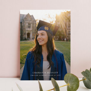 Elegant Photo Black Bow Graduation Thank You Postcard