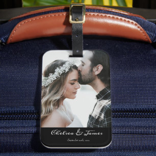 Elegant Photo Black Calligraphy Personalised Luggage Tag