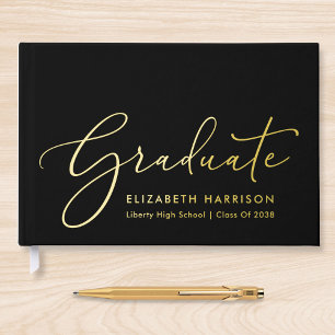Elegant Photo Black Graduation Party Guest Book