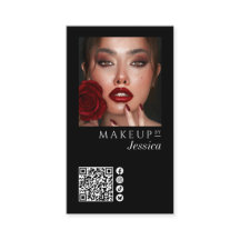 Elegant Photo Black QR Code Social Icons Makeup Bu