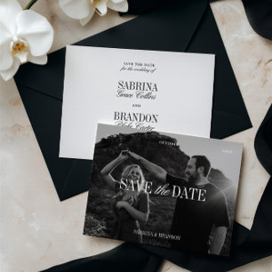 Elegant Photo Black & White Save the Date Card