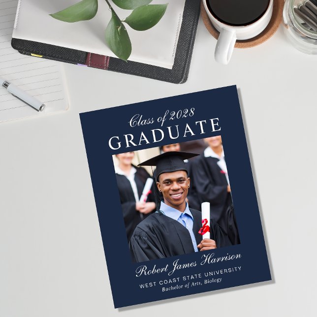 Elegant Photo Blue Budget Graduation Announcement (Creator Uploaded)