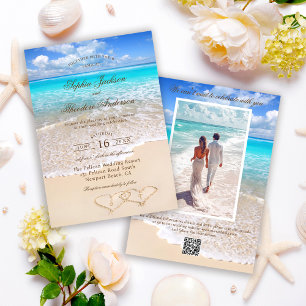 Elegant Photo Blue Ocean Tropical Beach Wedding Invitation