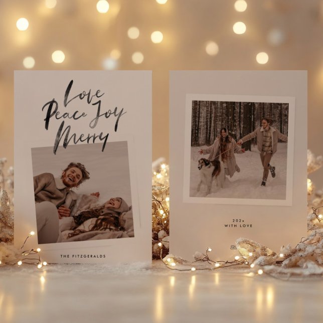 elegant photo booth religious LOVE PEACE JOY Holiday Card (Creator Uploaded)